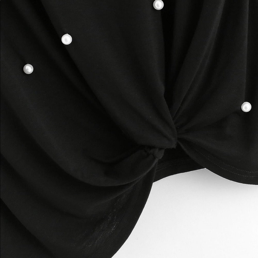 Pearl Embellished Twist Front Tee - Picture 3 of 6